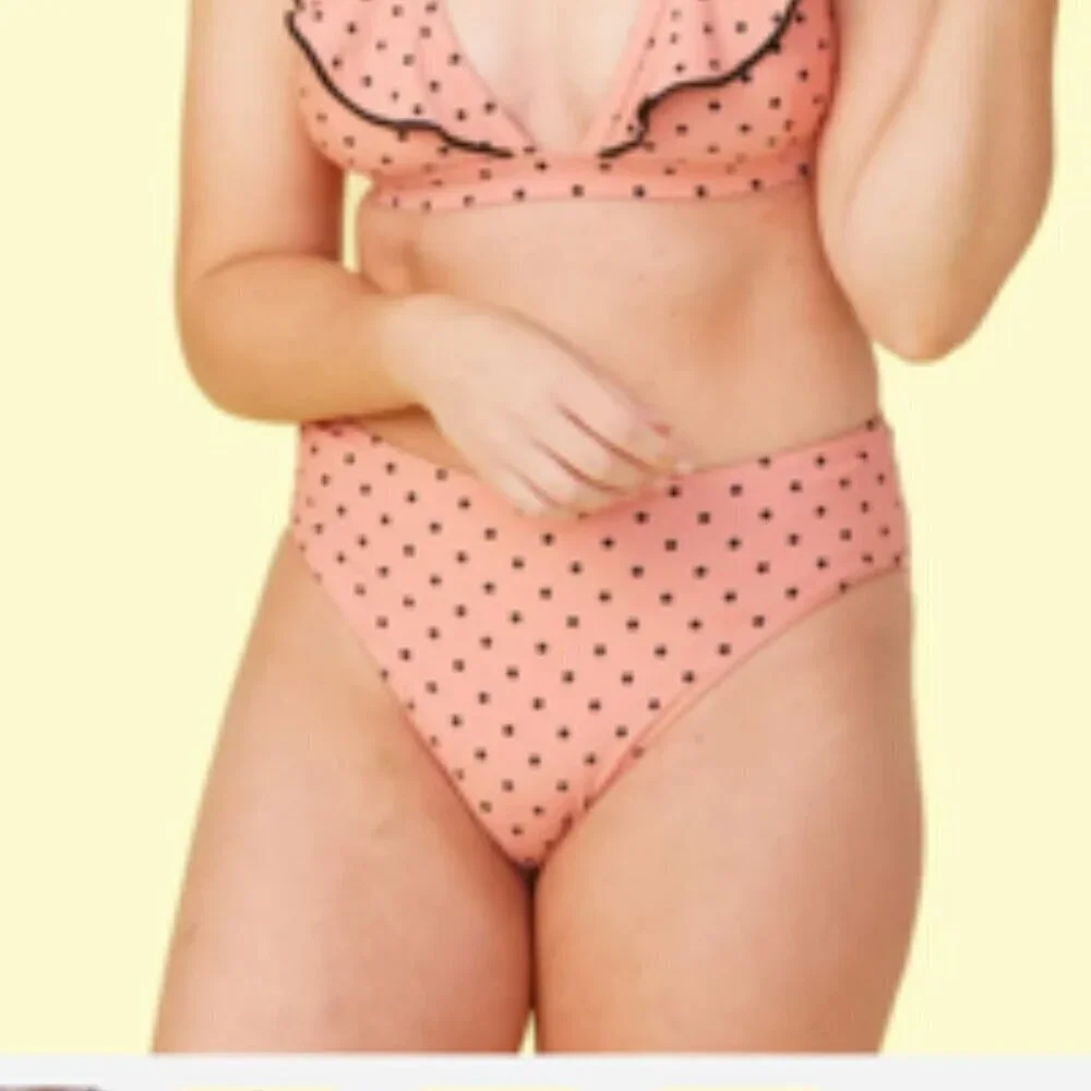 Summersalt NEW NWT High Cut Mid Rise Polka Dot Bikini Bottom Size 12